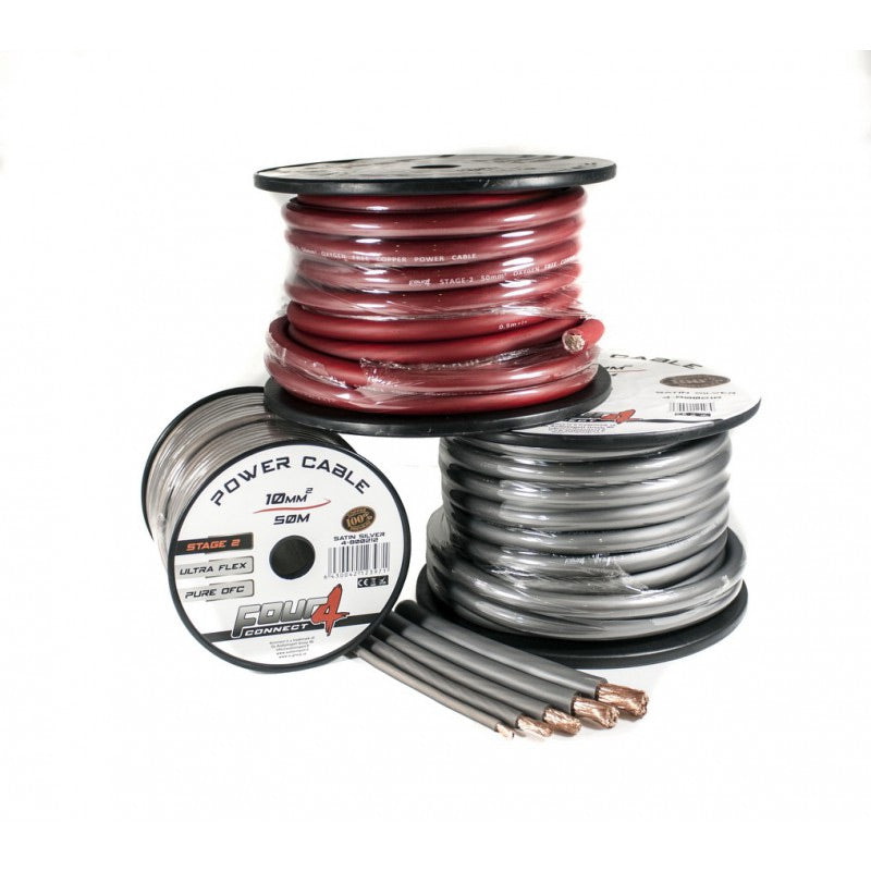 4 CONNECT 10mm2 høyttalerkabel, 100% ren kobber