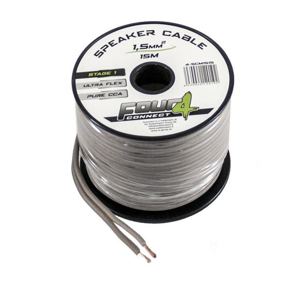 4 CONNECT 1,5mm2 høyttalerkabel, 15 meter rull