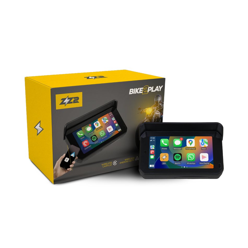 ZZ2 Bike2Play with DVR, 5" skjerm med CarPlay og Android Auto