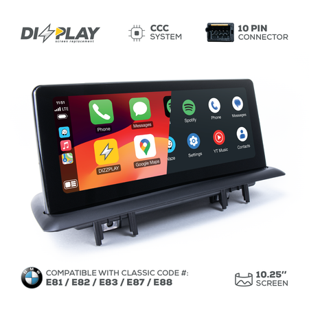 ZZ2 DZZ-CCC-1S-E8X-10-UHD, 10,25" skjerm med trådløs CarPlay, BMW 1-serie E81/E82/E83/E87/E88 med CCC-system (bilde 2)