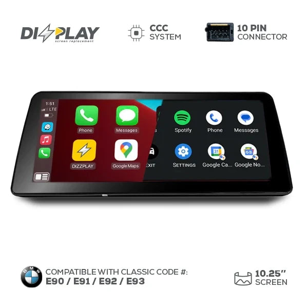 ZZ2 DZZ-CCC-3S-E9X-10-UHD, 10,25" skjerm med trådløs CarPlay, BMW 3-serie E90/E91/E92/E93 med CCC-system (bilde 2)
