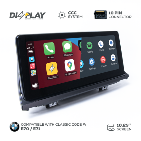 ZZ2 DZZ-CCC-X5-X6-E70-E71-10-LHD, 10,25" skjerm med CarPlay, BMW X5/X6 E70/E71 med CCC-system, venstrestyrt (bilde 2)