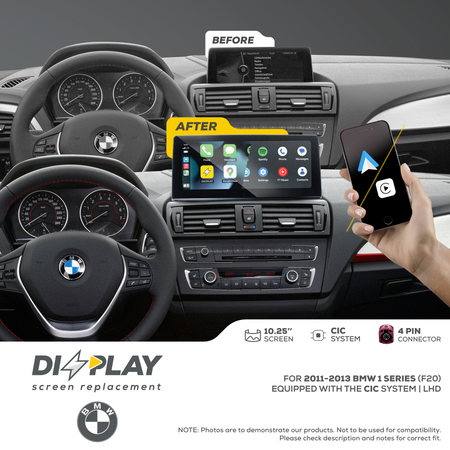 ZZ2 DZZ-CIC-1S-F20-10-LHD, 10,25" skjerm med trådløs CarPlay, BMW 1-serie F20 2011-2013 med CIC-system, venstrestyrt