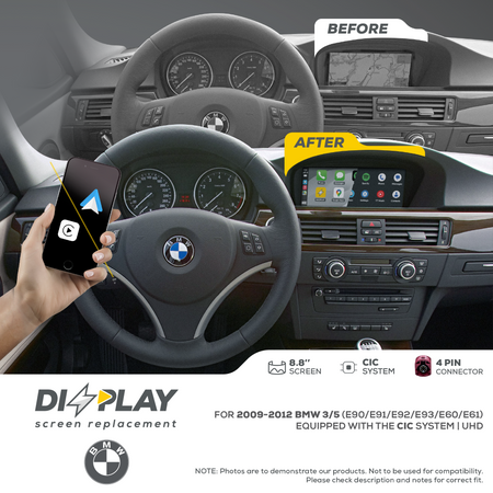 ZZ2 DZZ-CIC-3S-5S-8-UHD, 8,8" skjerm med trådløs CarPlay, BMW 3-serie E9x og 5-serie E60/E61 med CIC-system