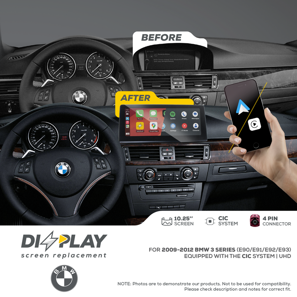 ZZ2 DZZ-CIC-3S-E9X-10-UHD, 10,25" skjerm med trådløs CarPlay og Android Auto