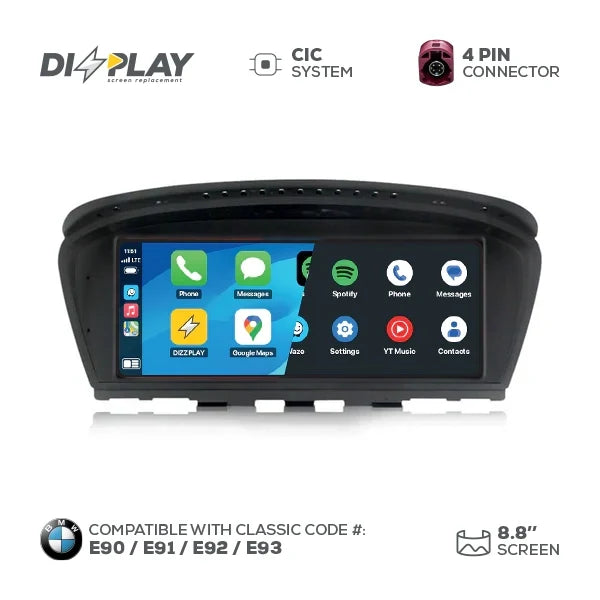 ZZ2 DZZ-CIC-3S-5S-8-UHD, 8,8" skjerm med trådløs CarPlay, BMW 3-serie E9x og 5-serie E60/E61 med CIC-system (bilde 2)