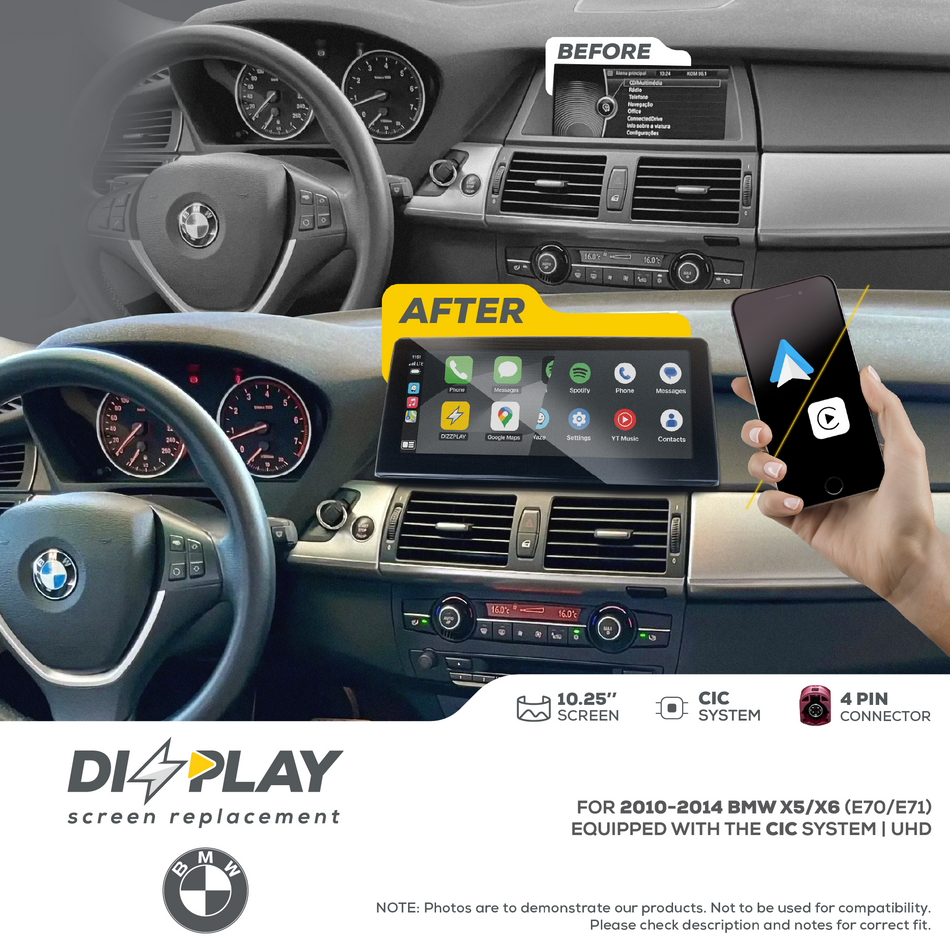 ZZ2 DZZ-CIC-X5-X6-E70-E71-10-UHD, 10,25" skjerm med CarPlay