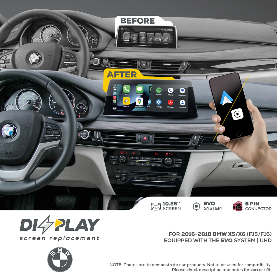ZZ2 DZZ-EVO-X5-X6-F15-F16-10-UHD, 10,25" CarPlay-skjerm