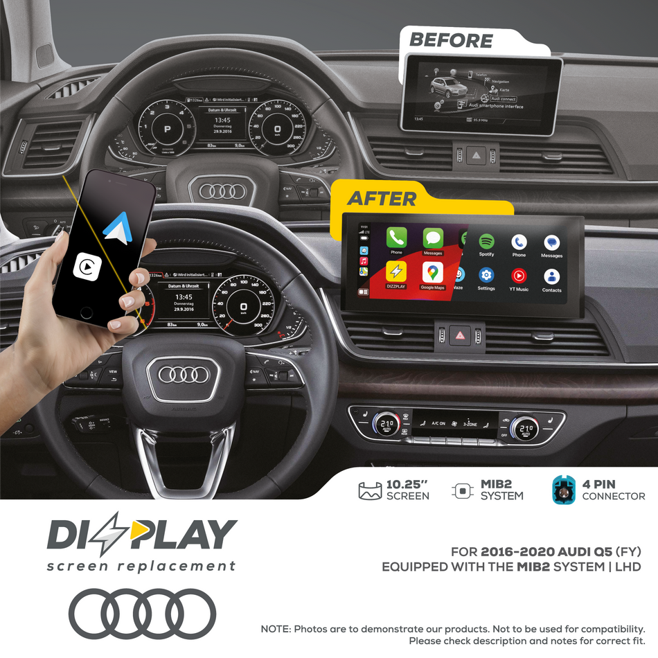 ZZ2 DZZ-MIB2-Q5-FY-10-UHD, 10,25" skjerm med trådløs CarPlay