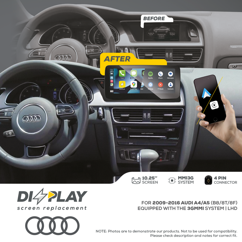 ZZ2 DZZ-MMI3G-A4-A5-B8-10-LHD, 10,25" skjerm med CarPlay