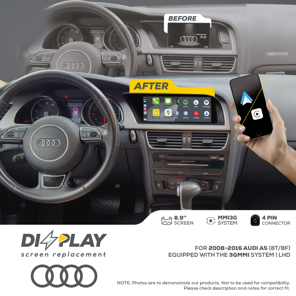 ZZ2 DZZ-MMI3G-A5-8T-8-LHD, 8,9" skjerm med trådløs CarPlay