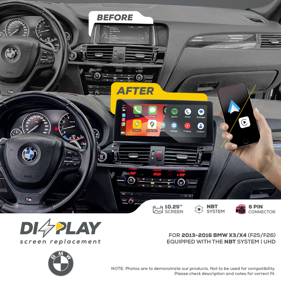 ZZ2 DZZ-NBT-X3-X4-F25-F26-10-UHD, 10,25" skjerm med CarPlay