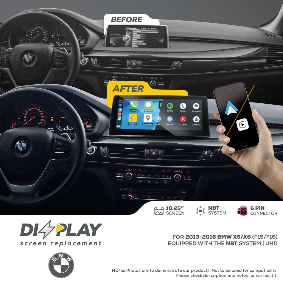 ZZ2 DZZ-NBT-X5-X6-F15-F16-10-UHD, 10,25" skjerm med CarPlay