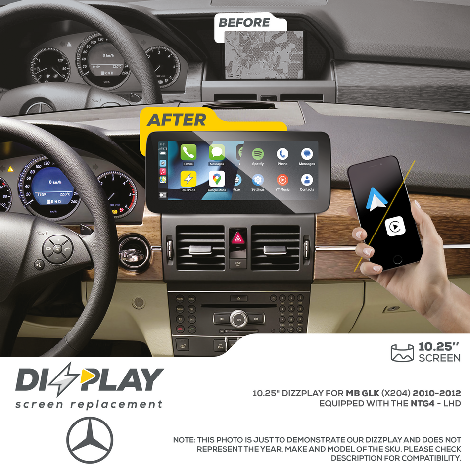 ZZ2 DZZ-NTG4-GLK-X204-10-LHD, 10,25" skjerm, trådløs CarPlay