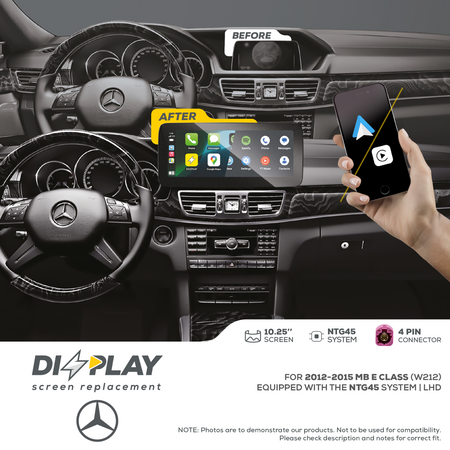 ZZ2 DZZ-NTG45-E-W212-10-LHD, 10,25" skjerm med trådløs CarPlay, Mercedes E-klasse W212 2012-2015 med NTG 4.5, LHD