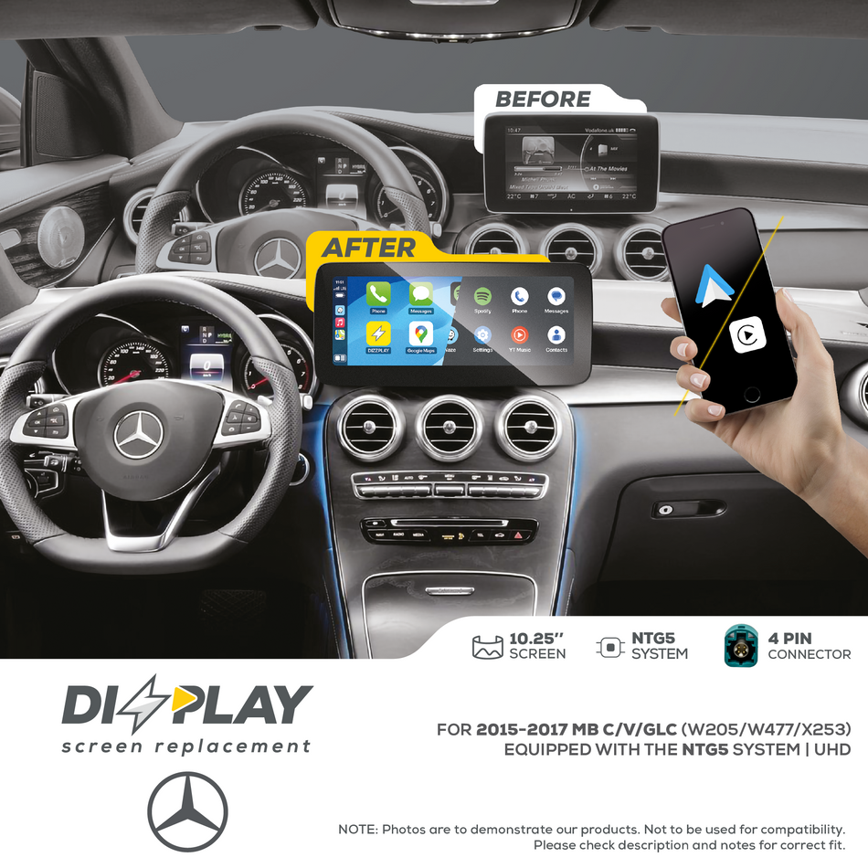 ZZ2 DZZ-NTG5-C-V-GLC-10-UHD, 10,25" skjerm med trådløs CarPlay og Android Auto