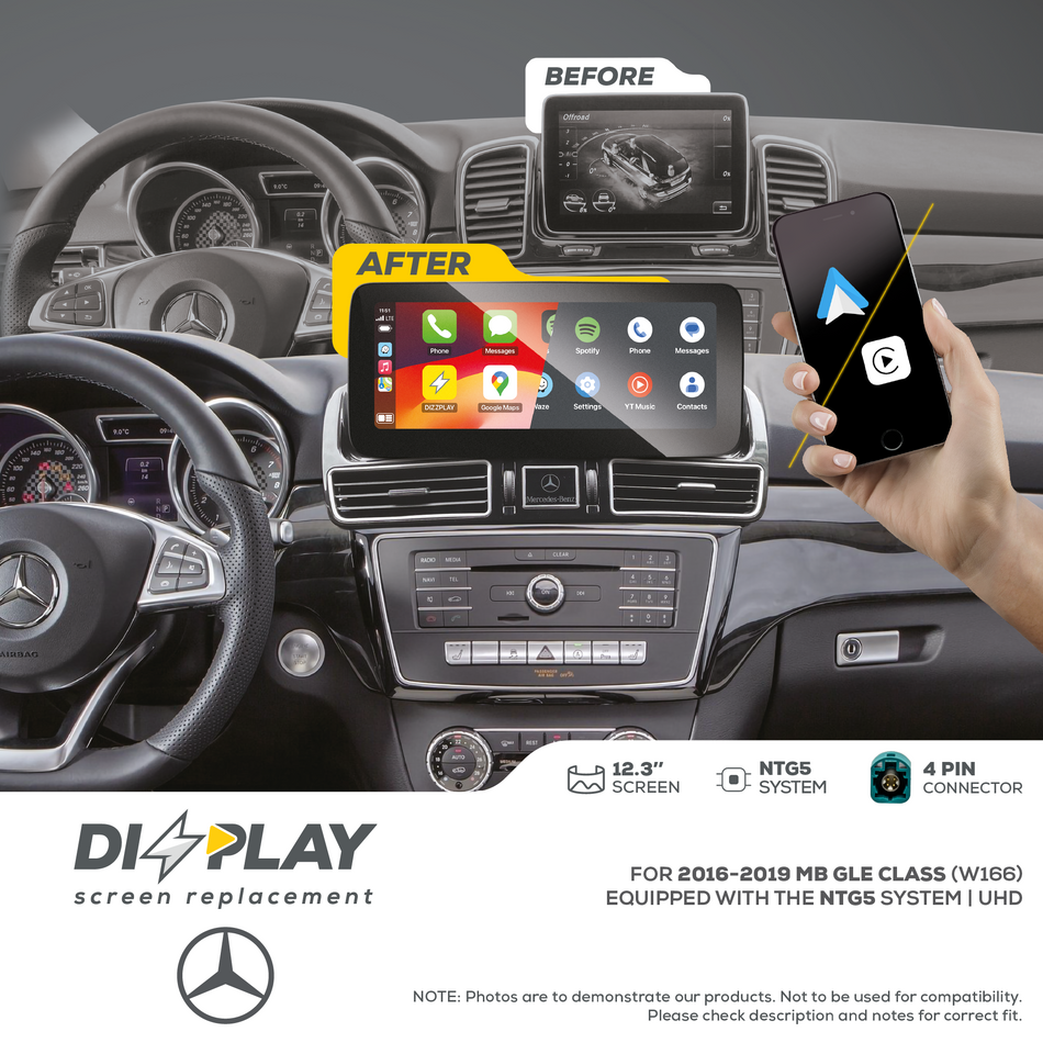 ZZ2 DZZ-NTG5-GLE-W166-12-UHD, 12,3" skjerm med CarPlay