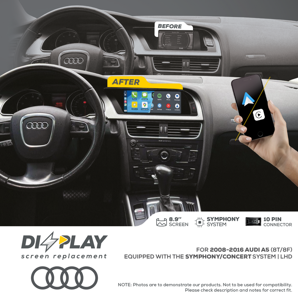 ZZ2 DZZ-SYM-A5-8T-8-LHD, 8,9" skjerm med trådløs CarPlay