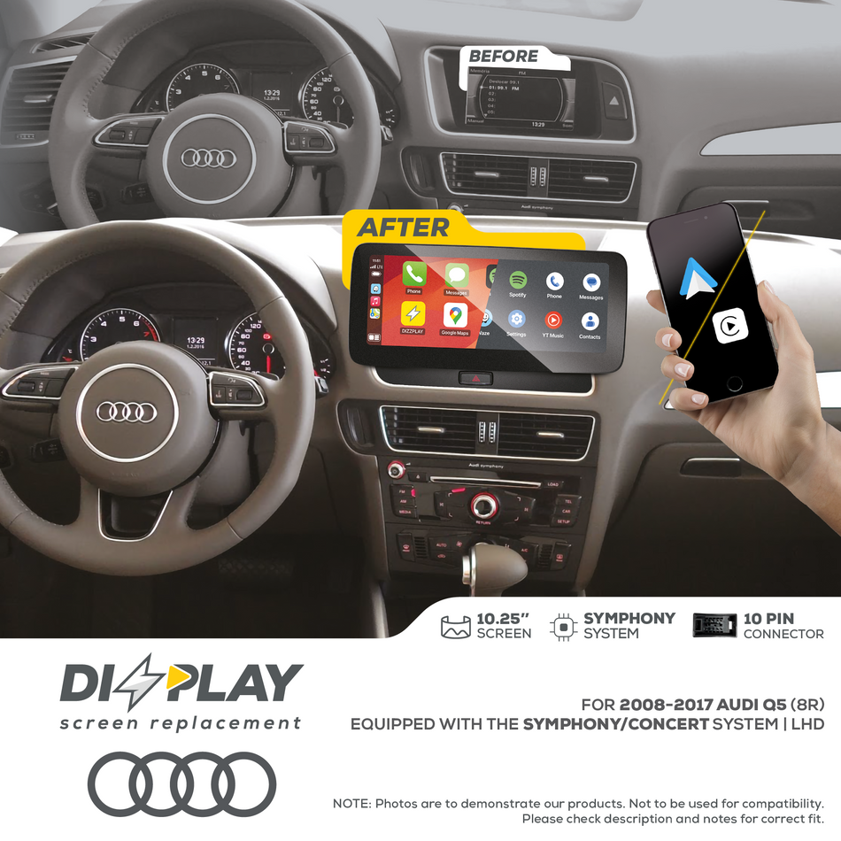 ZZ2 DZZ-SYM-Q5-8R-10-LHD, 10,25" skjerm med trådløs CarPlay