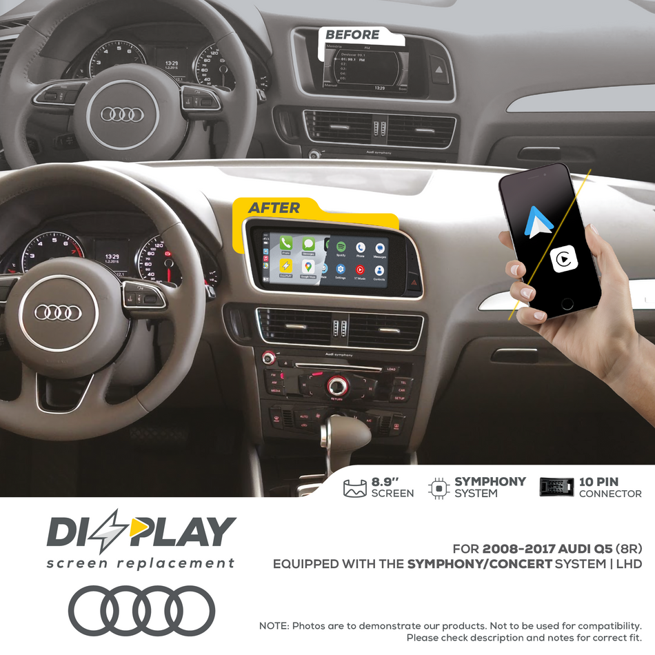 ZZ2 DZZ-SYM-Q5-8R-8-LHD, 8,9" skjerm med trådløs CarPlay
