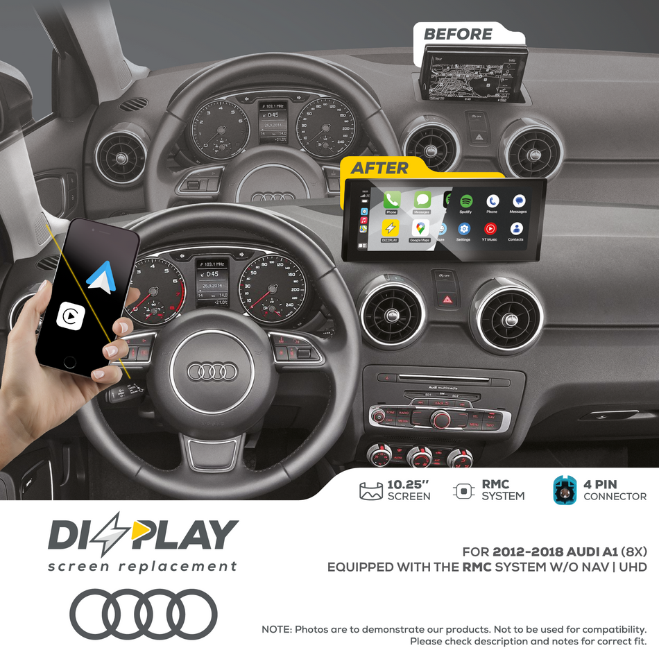ZZ2 DZZ-RMC-A1-8X-10-UHD, 10,25" skjerm med trådløs CarPlay og Android Auto