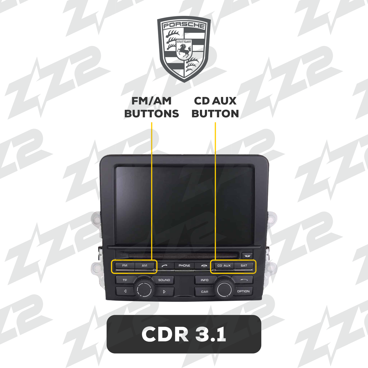 ZZ2 ITZ-CDR31-A, trådløs CarPlay og Android Auto adapter, Porsche med CDR31-radio uten original navigasjon (bilde 3)