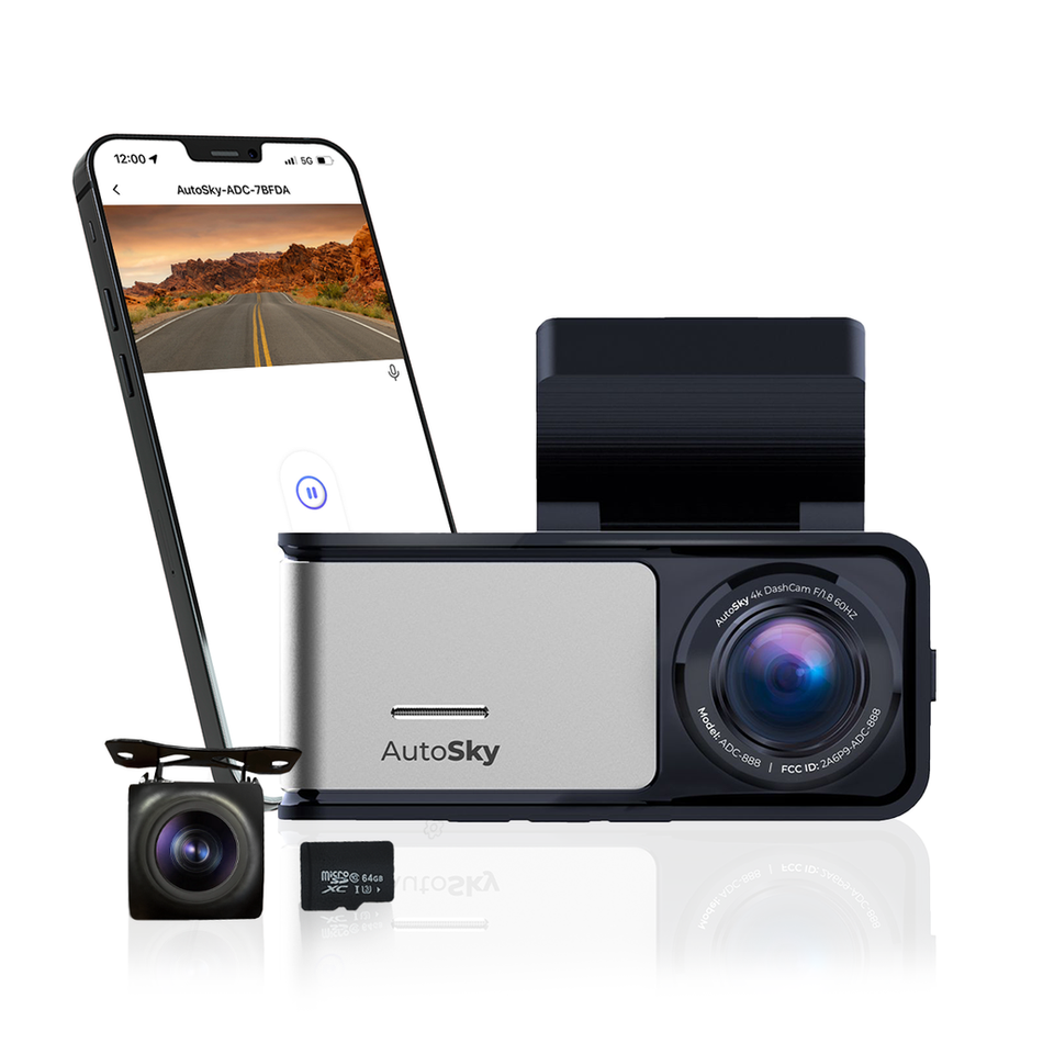 AutoSky ADC-888 dashcam (Front og bak)