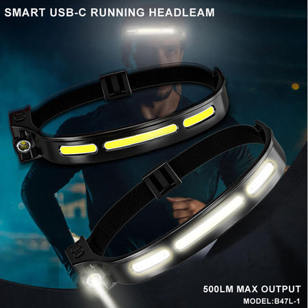a man wearing a headlamp