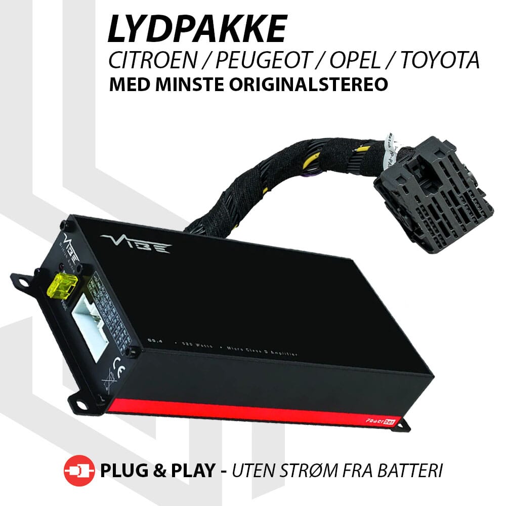 Vibe Powerbox forsterkeroppgradering PSA, Plug and Play forsterkeroppgradering til Citroen / Peugeot / Opel / Toyota