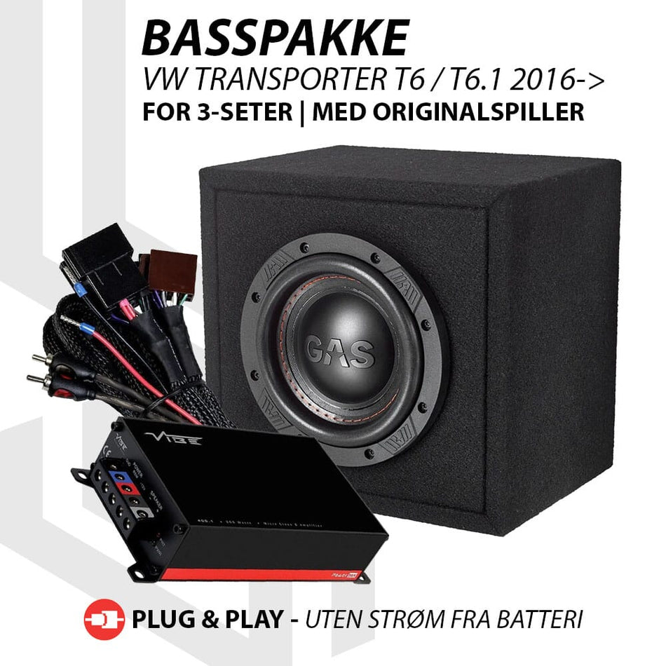 Basspakke VW Transporter T6 / T6.1 | 3-seter