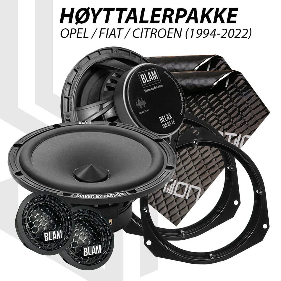 BLAM Relax høyttalerpakke Opel / Fiat / Dacia / Citroen