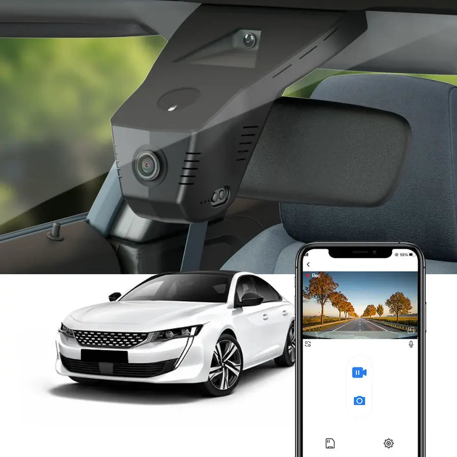 FITCAMX Integrert 4K Dashcam (foran), Peugeot 508 (2019 til 2023)
