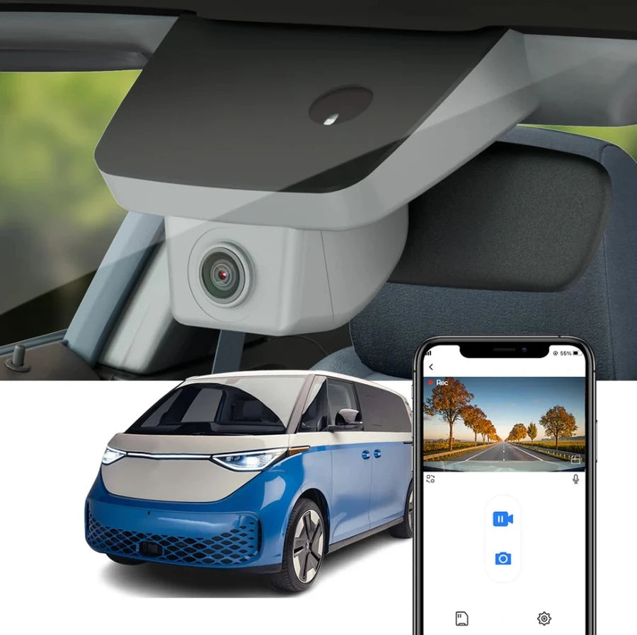 FITCAMX Integrert 4K Dashcam (foran+bak), VW ID.Buzz (2022 og nyere) Sort