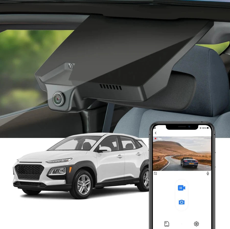 FITCAMX Integrert 4K Dashcam (foran), Hyundai Kona 2018-2021