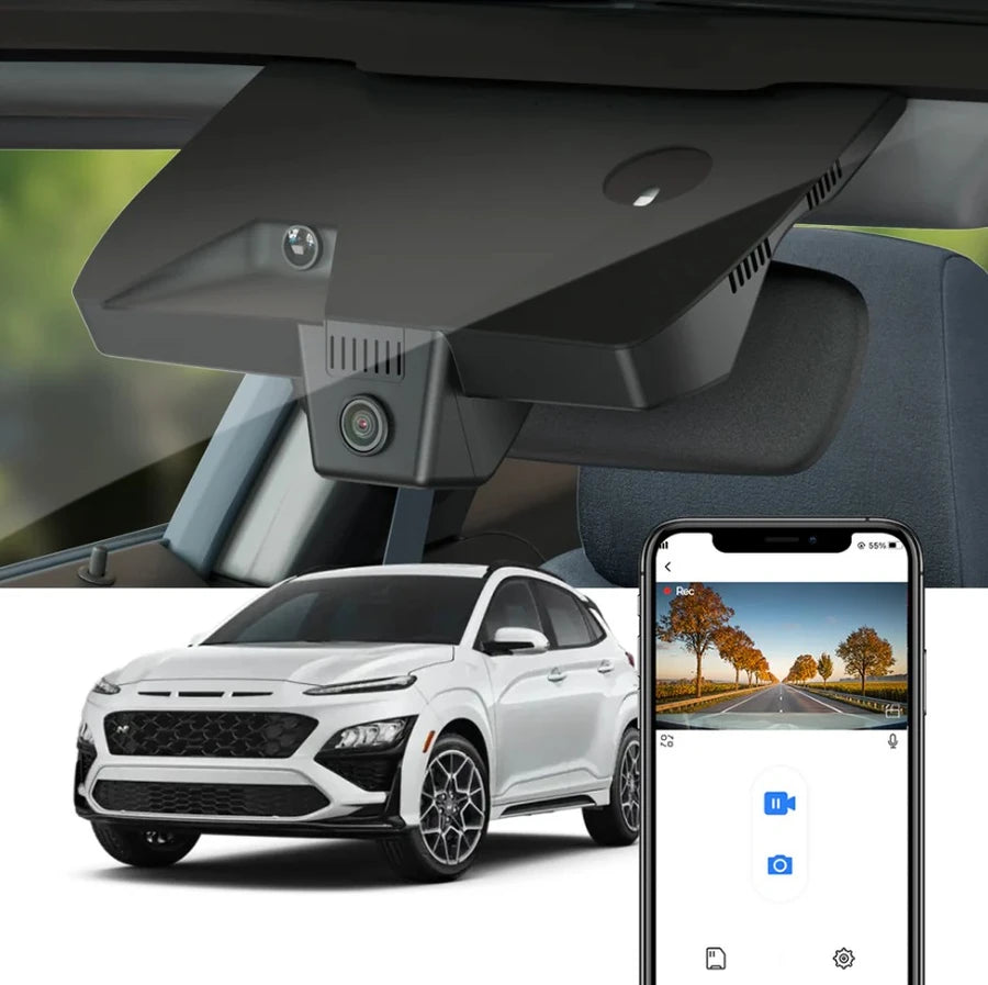 FITCAMX Integrert 4K Dashcam (foran+bak), Hyundai Kona 2022-2023